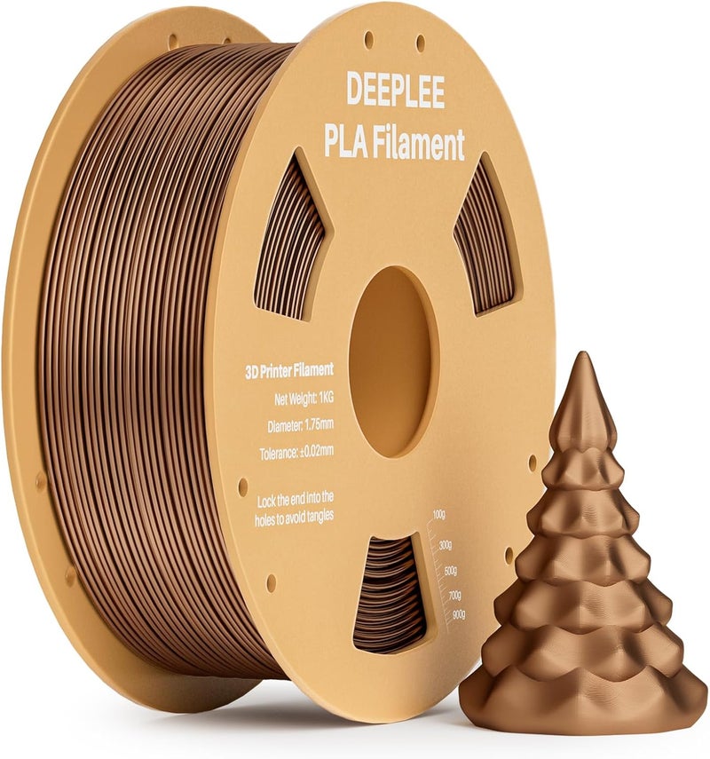 Deeplee PLA 1.75mm 3D Printer Filament, Dimensional Accuracy +/- 0.02mm, Neatly Wound, No Clogging, Vacuum Package, Fits for Most FDM 3D Printers, 1kg Bronze - Image 1